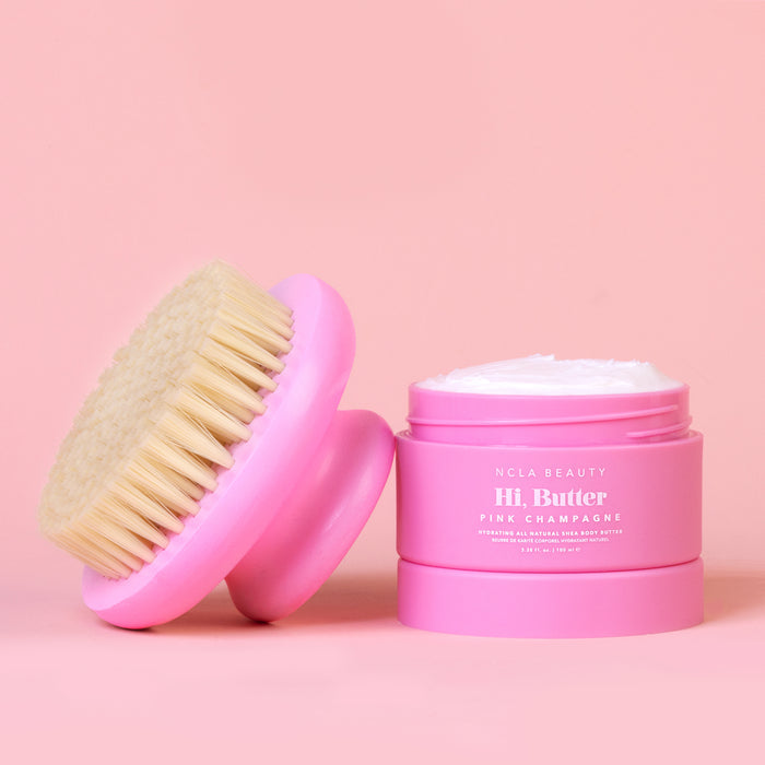 NCLA Beauty - Buff & Butter Pink Champagne Set - Dry Brush + Body Balm