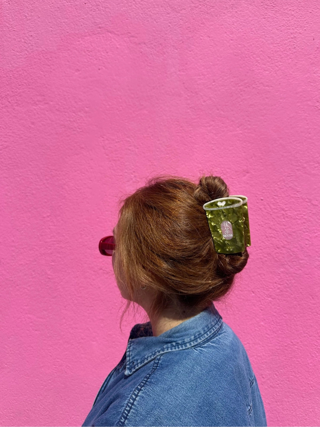 Solar Eclipse - Pince à cheveux griffe peinte à la main au matcha - Écologique