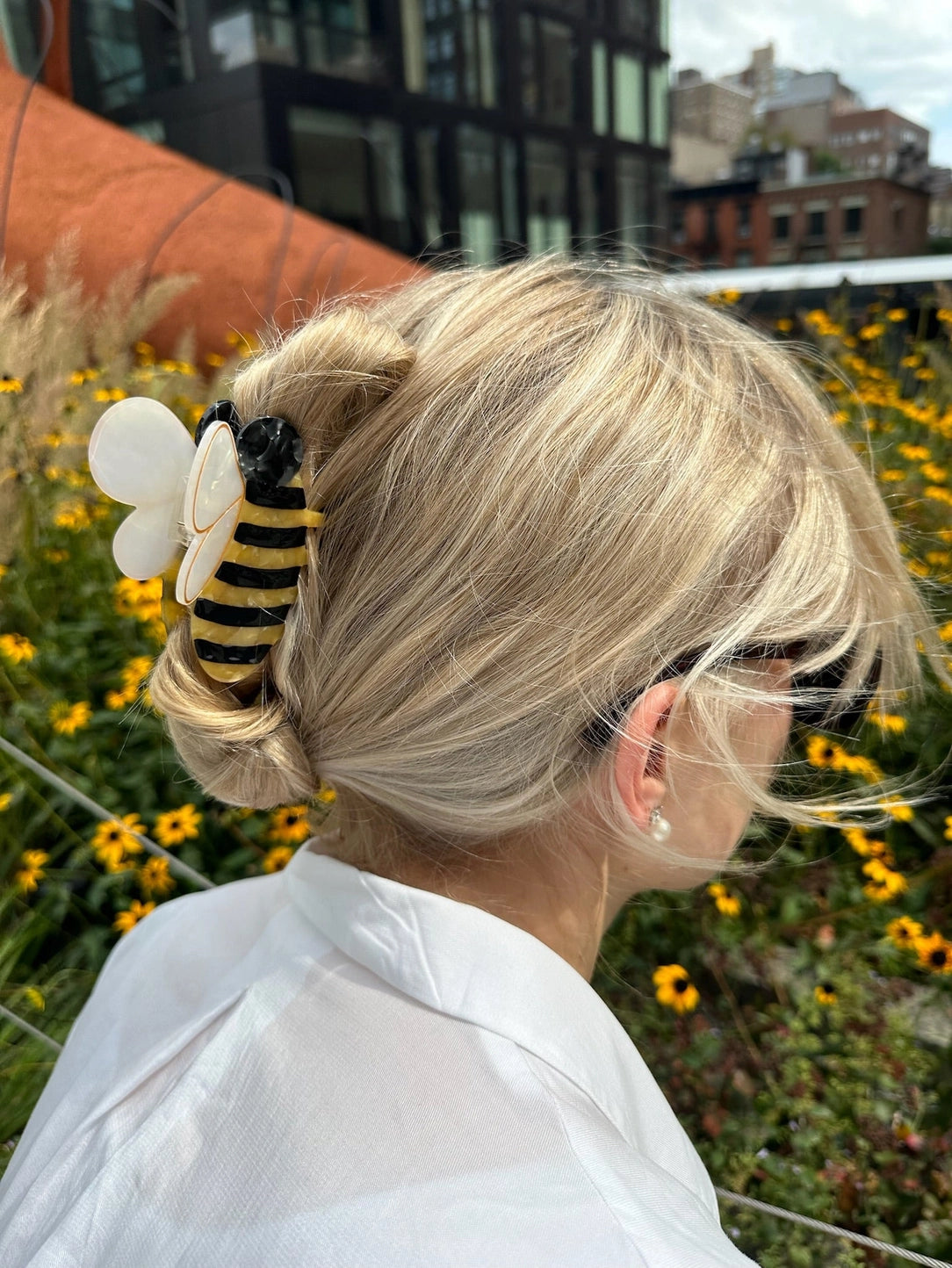 Solar Eclipse - Pince à cheveux abeille peinte à la main - Éco-responsable