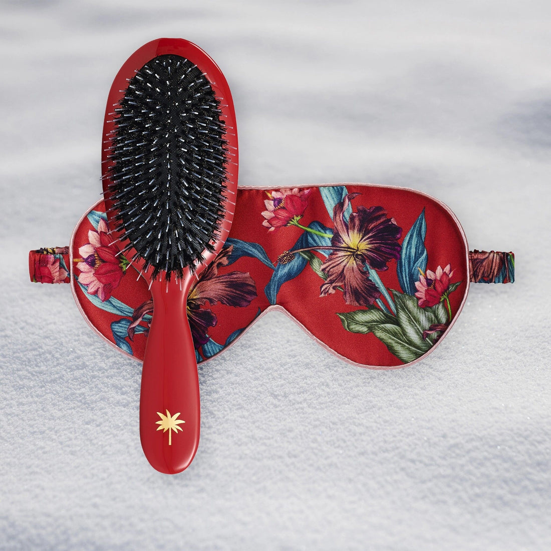 Brosse Cheveux en Poils de Sanglier + Masque de Sommeil en Soie – Coffret FAN PALM