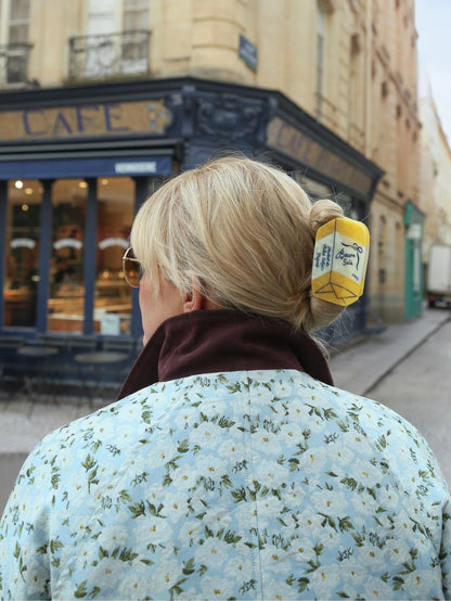 Solar Eclipse - Pince à cheveux griffe en beurre français peint à la main - Écologique