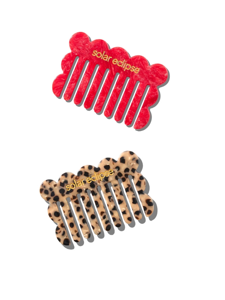 Solar Eclipse - Peigne à cheveux en acétate à bord festonné petit | Écologique