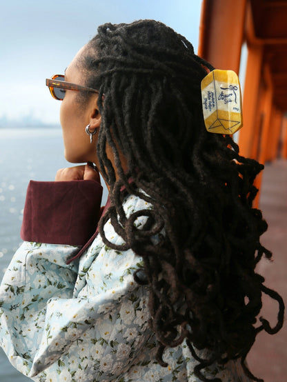 Solar Eclipse - Pince à cheveux griffe en beurre français peint à la main - Écologique